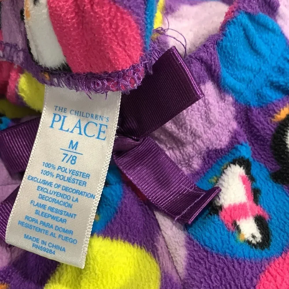 The Children’s Place Girls Purple Penguins Fleece Pajamas PJ Pants Size 7/8 Blue